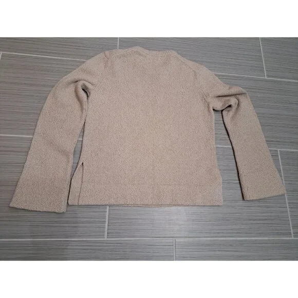 Theory Cashmere Wool Blend Bouclé Knit Sweater Beige Long Sleeve Small Women's - Picture 11 of 11